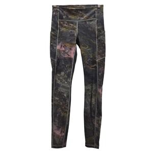 Lululemon Wunder Train High Rise Tight Leggings Marble Print Pockets Zipper 4